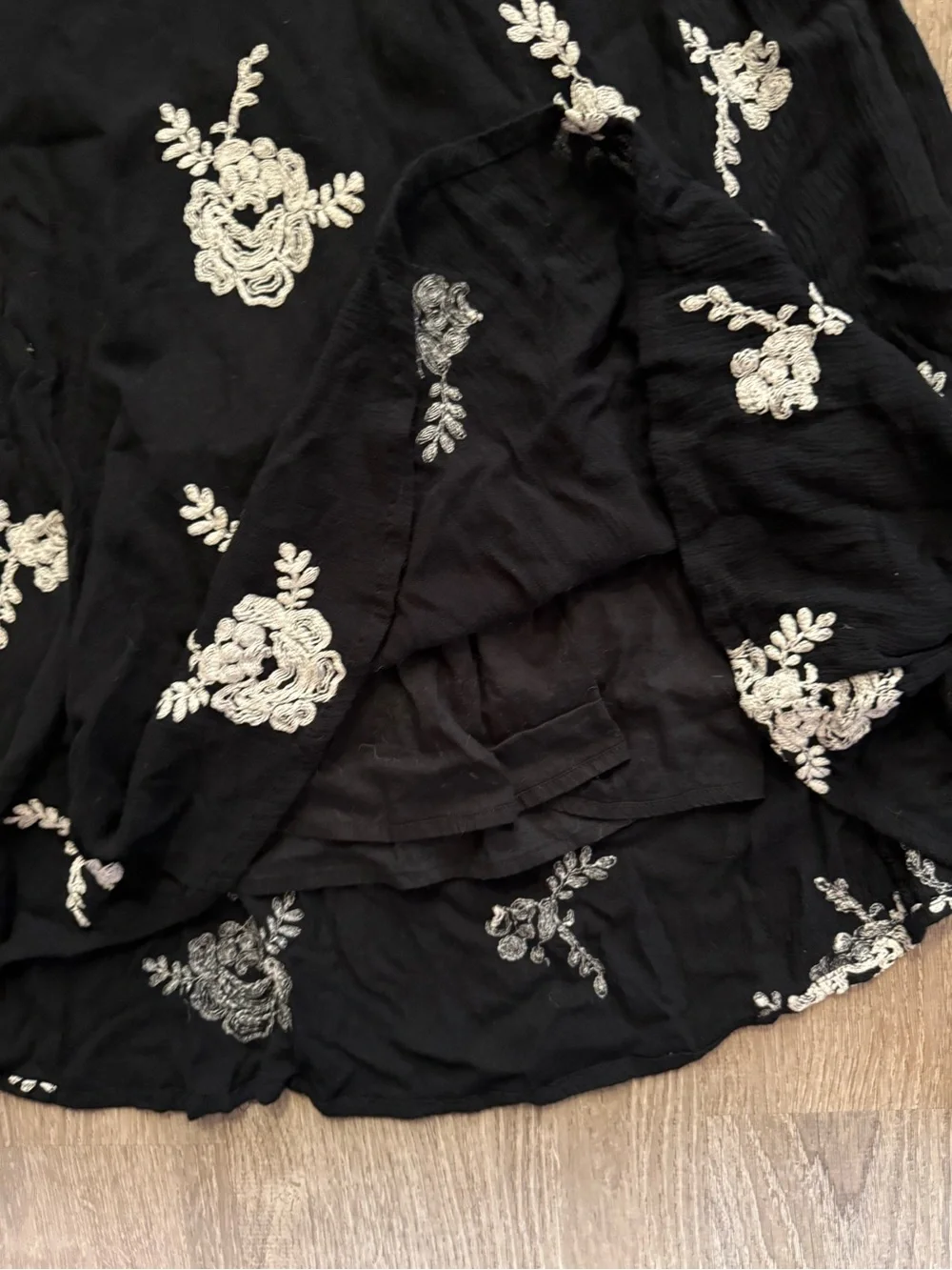 Free People Embroidered Austin Mini Dress black/white